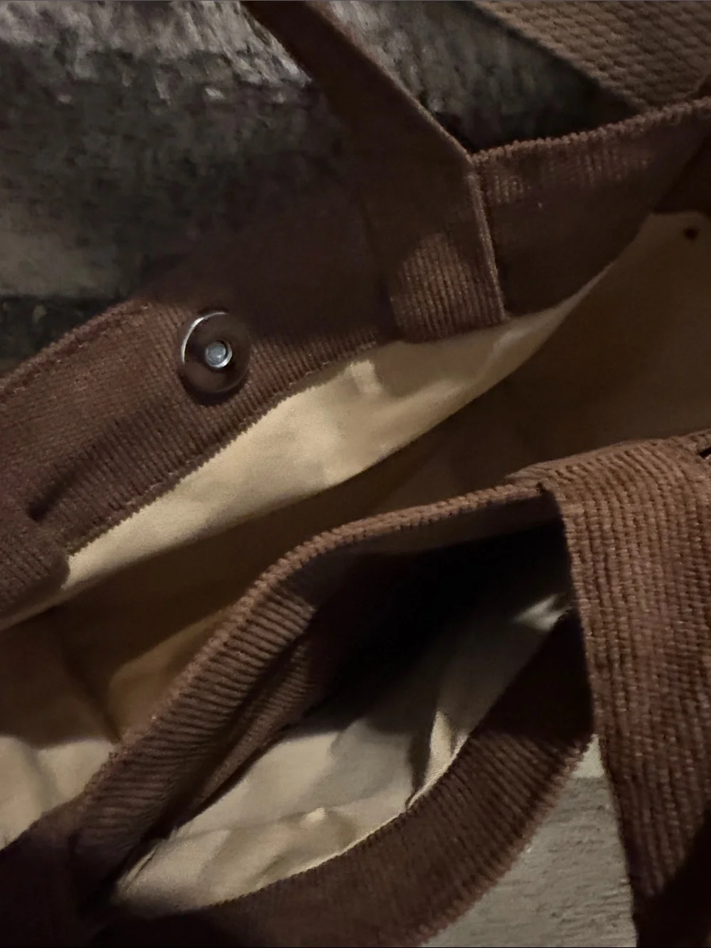 Corduroy Brown Messenger Crossbody Bag with Top Handles